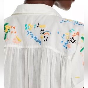 MOTHER The Gather It Up Button Front Top, cotton, embroidered, size Small! ✨🧡